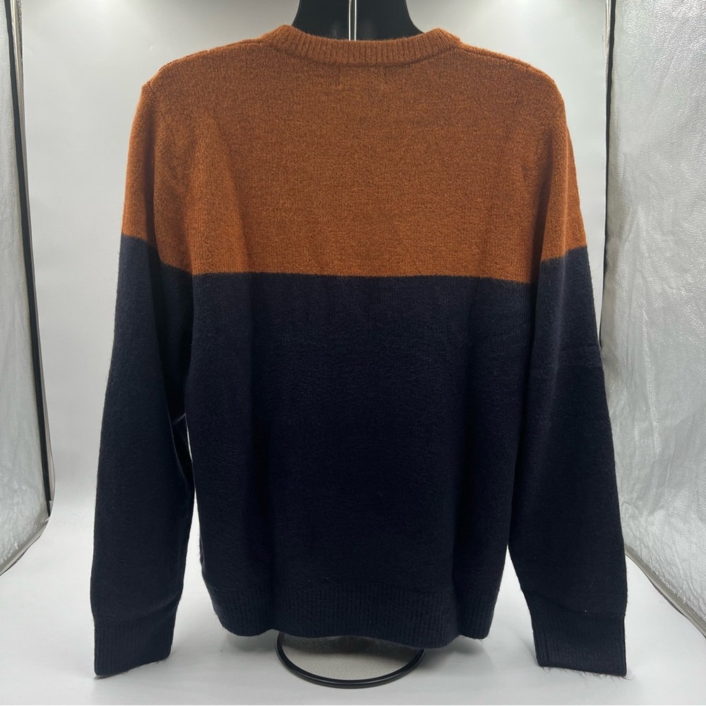 Men's Goodfellow navy and cognac crewneck sweater SZ L.‎  NWT - Picture 4 of 6